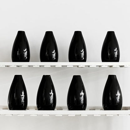 Modern Black Small Ceramic Vase Set of 8 for Living Room Bedroom 4.13'' Minimalist Fresh Flower Vases for Home Decor Office Fireplace Centerpieces Nordic Style Gift for Fake Plant 8 Pack