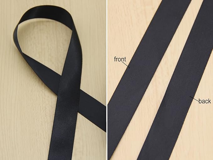Black Double Faced Satin Ribbon 7/8 Inch - 100 Yards Continuous Soft Gift Wrapping Package Ribbon for Invitations, Flower Bouquets, Weddings, Bows, Hair Decoration, Valentine's Day, and Mother's Day