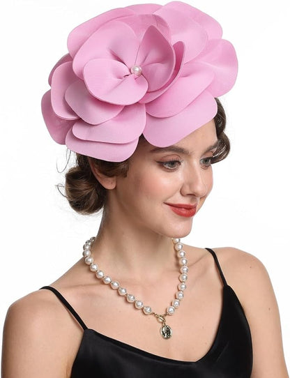 Feather Fascinator for Women - Vintage with Headband and Clip Tea Party Headwear