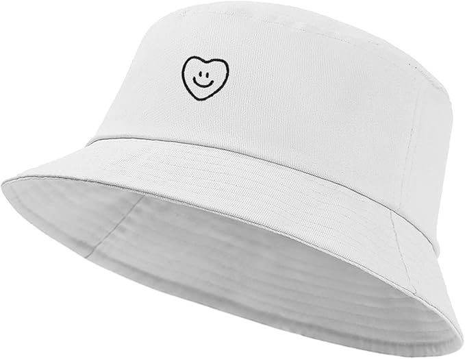 Fashion Embroidered Bucket Hat Cotton Summer Beach Sun Hat for Women Men Teen