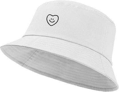 Fashion Embroidered Bucket Hat Cotton Summer Beach Sun Hat for Women Men Teen