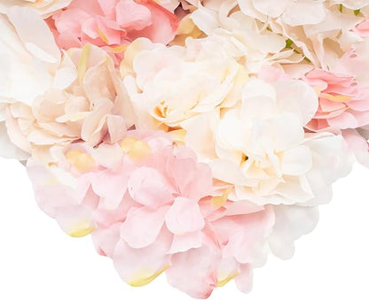 12 PCS Flower Wall Panels, 3D Rose Hydrangea Floral Wall Background Silk Flowers Panel Decoration, 23.6x15.7inch Artificial Flower Backdrop for Wedding, Party, Anniversary