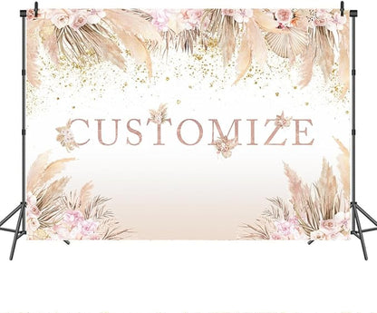 Mocsicka Boho Hello Baby Backdrop Boho Chic Pink Flowers Baby Shower Background A Sweet Little Girl is on The Way Party Cake Table Decorations Photo Booth (Customize)