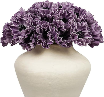 Melorca&Guilla Artificial Flowers,24Pcs 13.5inch White Poppy Fake Flowers,Real Touch Faux Flowers, Spring Décor Fake Silk Flowers for Wedding Kitchen Shop Office Home Décor (24, White Cornpoppy)