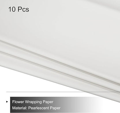 MECCANIXITY Pearlescent Film Flower Wrapping Paper 22.8x22.8 Inch Waterproof for DIY Crafts, Gift/Gift Box Packaging Pure Gray Pack of 10