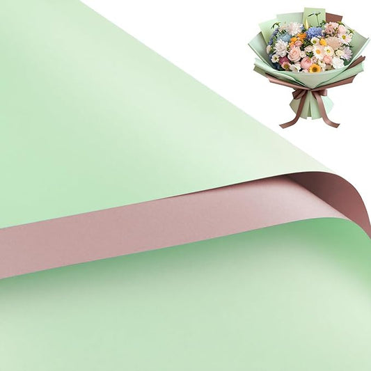 WRAPAHOLIC 20 Sheets Flower Wrapping Paper - 22.4 x 22.4 inch Mint Green Color Water-Resistant Floral Bouquet Wrapping Paper, Florist Supplies Packaging for Christmas Wedding Birthday Gift DIY