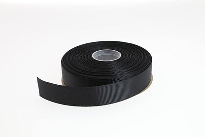 Solid Grosgrain Ribbon 25 Yard Each Roll 100% Polyester Woven Edge (1", Black)