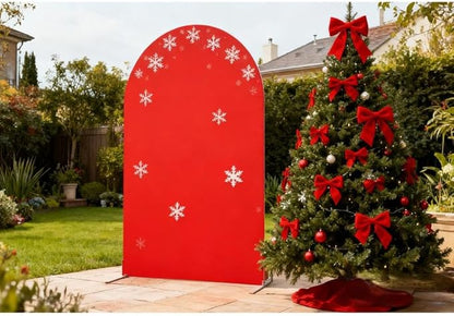 Red 7.2 FT Arch Backdrop Cover, Chiara Backdrop Covers, Red Arch Cover for Christmas Birthday Wedding Party Decoration