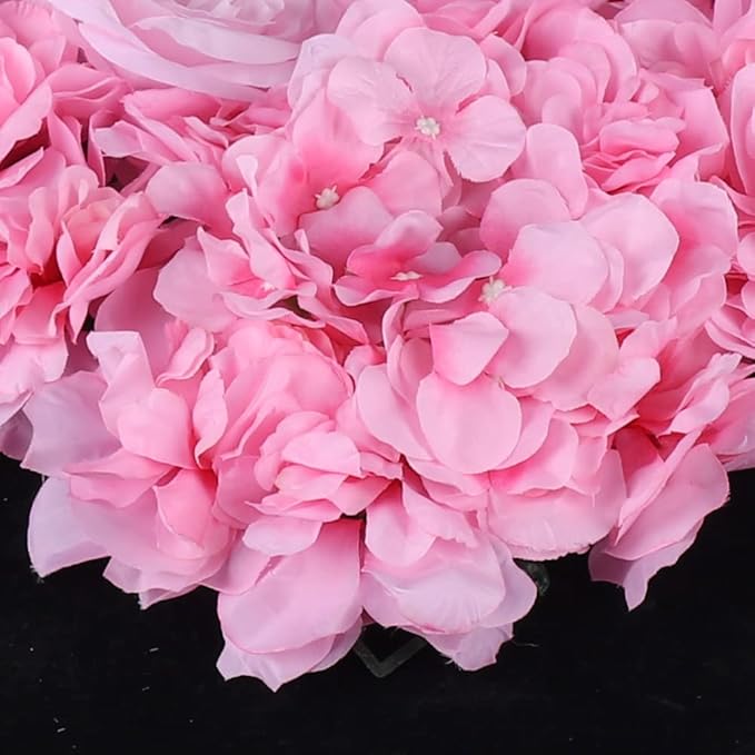 LOYALHEARTDY 15 Pack Artificial Flower Wall Panels 24" x 16" Pink&White Faux Hydrangea and Rose Artificial Flower Backdrop Panels for Wedding Party Event Flower Wall Decor