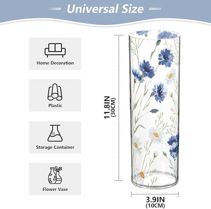 Vase Plastic Vase Elegant Cylinder Flower Vase Shatterproof Decorative Centerpiece for Home Table Office Weddings Events (11.8 x 3.9 in)