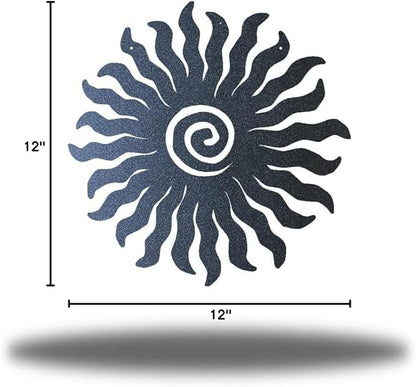 Riverside Designs Sunburst Metal Wall Art Steel Outdoor Decor - Heavy-Duty and Waterproof - Made in USA (12", Black)