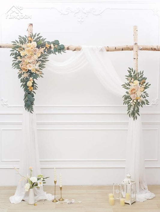 Artificial Flowers Wedding Arch Decor Arch Flowers (Set of 2) for Wedding Welcome Sign and Backdrop Decoration (Champagne)
