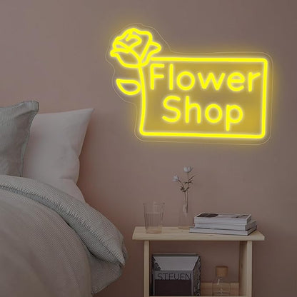 Flower Shop Neon Sign Plants Market Decor Flower Bar Sign Home Business Decor for Room,Party,Bedroom, Birthday Party, Pub, Bar, Salons, Coffee Shops, Beer Bar, Shop Window Store Display Yellow