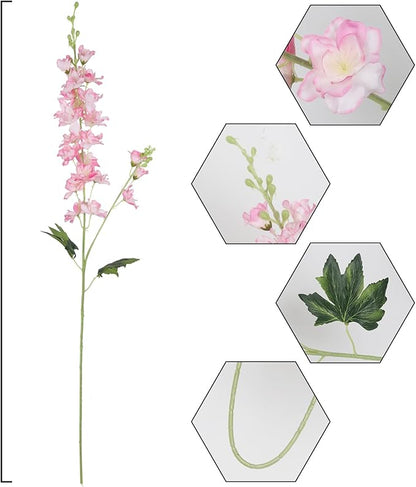 8PCS Faux Pink Delphinium 33.5'' Long Stem Artificial Delphinium Flowers Fake Larkspur Flowers for Home Wedding Garden Table Centerpieces Decor(Gradient Pink)