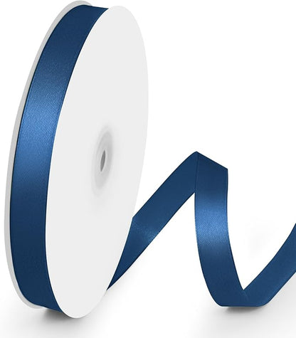 100 Yards 5/8 inch Satin Ribbon, Fabric Ribbon Solid Color Perfect for Gift Wrapping, Wedding, Handmade Bows, Floral Bouquets and Party Decoration(Dark Blue)