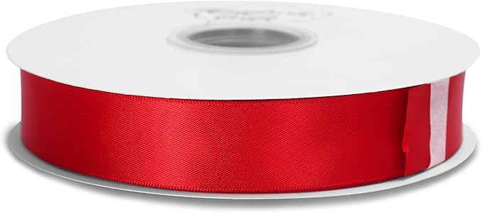 Humphrey's Craft 1 Inch Red Double Faced Satin Ribbon - 50 Yards Variety of Color for Crafts Gift Wrapping DIY Bows Bouquet Decoration Sewing Christmas Tree Wedding and Invitation Card.