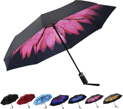 SY COMPACT Travel Umbrella - Windproof Automatic Compact Umbrella, Lightweight Waterproof Design for Backpack, Car & Purse