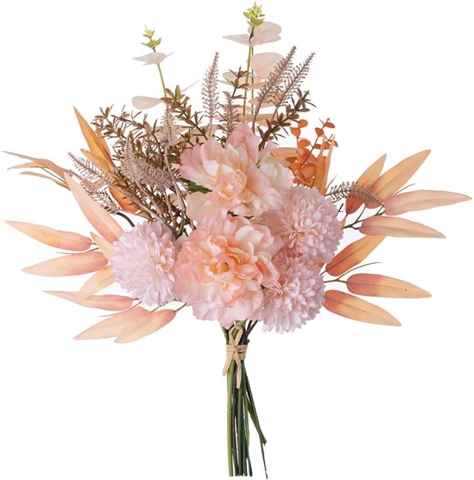 KIRIFLY Artificial Fake Flowers Plants Silk Flower Arrangements Wedding Bouquets Decorations Plastic Floral Table Centerpieces for Home Kitchen Garden Party Décor (Light Pink)