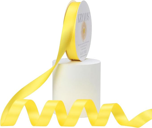 Daffodil Yellow Satin Ribbon, Double Faced 5/8 Inch X 25 Yards Daffodil Ribbon, Premium Satin Ribbon for Gift Wrapping, Crafts, Hair Bow Making, Sewing, Flower Bouquet, Wedding Party Decor