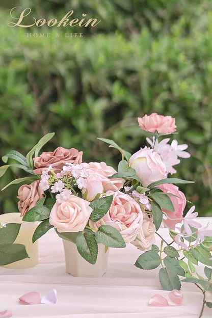 Lookein Artificial Flowers for DIY Wedding Decoration Bridal Bouquet Table Centerpieces Flower Garland Wreaths Aisle Arch Flower Decoration, Belle Blush