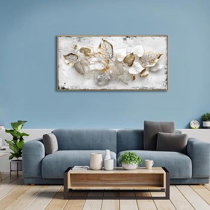 Wall Art Leaf Modern Botanical Artwork Canvas Painting for Living Room Bedroom Dining Room Home Office Decor 24"x48" with Framed