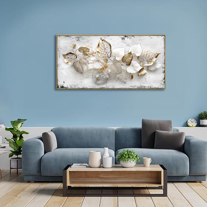 Wall Art Leaf Modern Botanical Artwork Canvas Painting for Living Room Bedroom Dining Room Home Office Decor 30"x60" with Framed