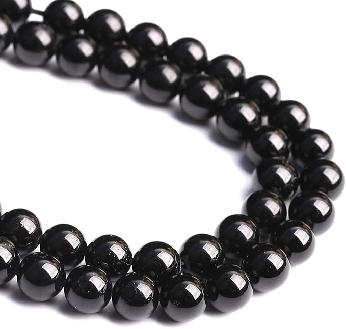 8MM 45PCS Natural Black Tourmaline Gemstone A Grade Beads for Jewelry Making DIY Bracelet Crystal 1 Strand