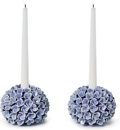 Two's Company Hydrangea Flower Bud Vases and Taper Candle Holders, 5.5-Inch, Set of 2