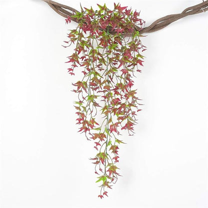 PASYOU Artificial Vine, Hanging Ivy Sweet Potato Leaves Plastic Plants Foliage Vines, UV Resistant Greenery Fake Flowers for Indoor Outdoor Garden Door Wall Wedding Party Table Decoration Red 2 Pack