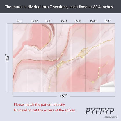 PYFFYP- Abstract Gold Marble Wallpaper murals for Bathroom(Not Peel and Stick)