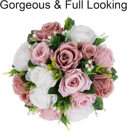 Flower Centerpieces for Wedding Tables: Wedding Table Decorations Dusty Rose & White Flower Balls Centerpieces for Engagement Cerebration Party Center Pieces 10 Packs
