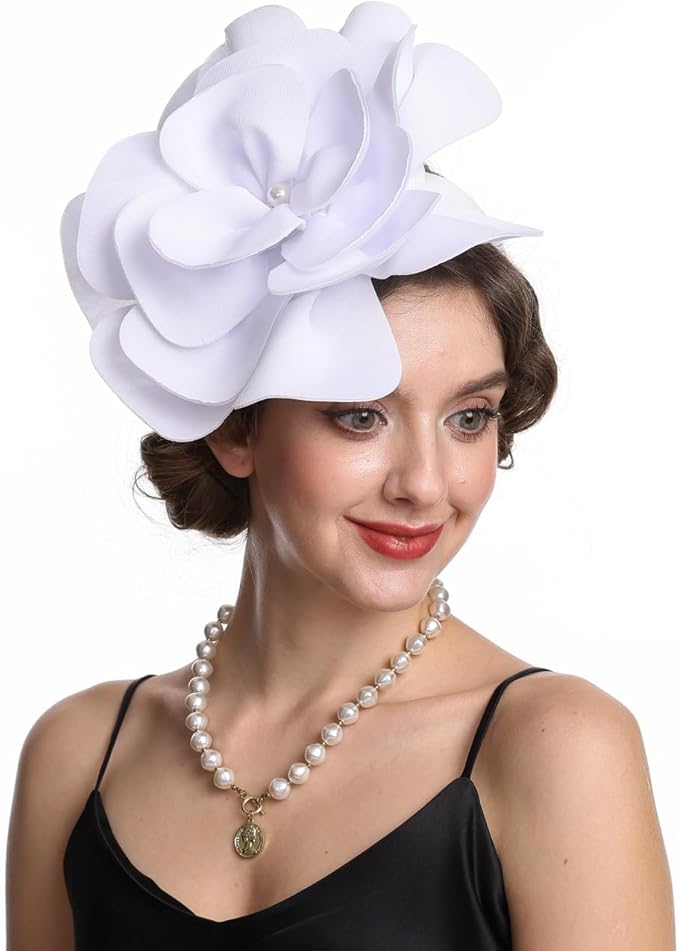 Feather Fascinator for Women - Vintage with Headband and Clip Tea Party Headwear