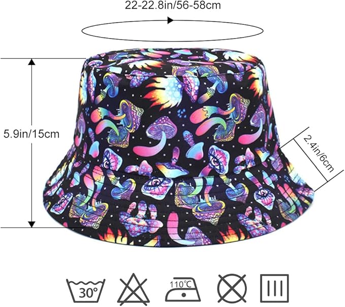 Malaxlx Unisex Bucket Hat Beach Sun Hat Aesthetic Fishing Hat for Men Women Teens, Reversible Double-Side-Wear