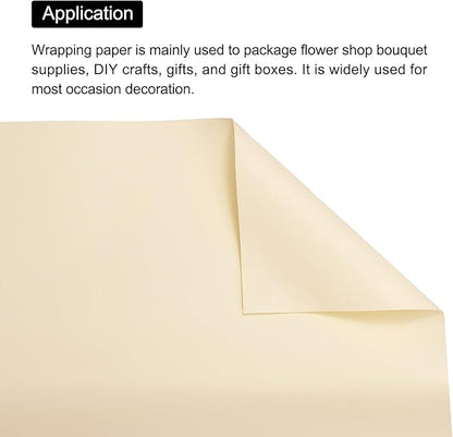 MECCANIXITY Pearlescent Film Flower Wrapping Paper 22.8x22.8 Inch Waterproof for DIY Crafts, Gift/Gift Box Packaging Cream Color Pack of 10