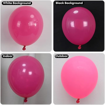 Hot Pink Balloons Different Sizes, 123 Packs Matte Magenta Balloons, Pack of 18 12 10 5 Inch Pink Balloons Garland Arch Kit for Valentine's Day Birthday Wedding Princess Theme Decorations