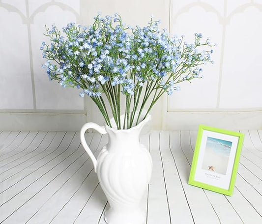 9 Pack Real Touch Artificial Baby's Breath Flowers - 21" Bendable Stems for Wedding Bouquets, Home Centerpieces & Outdoor Decor (Waterproof, Dustproof, Light Blue)