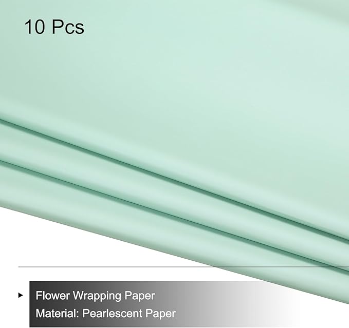 MECCANIXITY Pearlescent Film Flower Wrapping Paper 22.8x22.8 Inch Waterproof for DIY Crafts, Gift/Gift Box Packaging Lemon Green Pack of 10