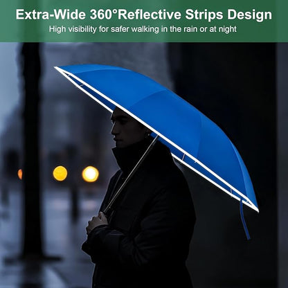 4-in-1 Inverted Travel Umbrella Compact, Automatic Large Umbrellas for Rain & Sun, Portable Windproof Umbrella for Backpack, Reverse Folding Umbrella for UV with Reflective Strips,Lightweight