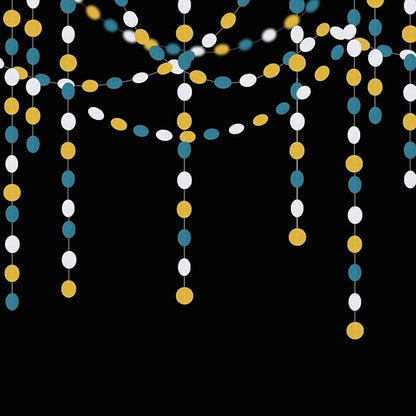 Teal-Turquoise White-Gold Party-Decorations Garland Streamers - 52Ft Woman Girl Birthday Paper Banner,Graduation Wedding Bachelorette Engagement Bridal Baby Shower Backdrop Decor Panduola