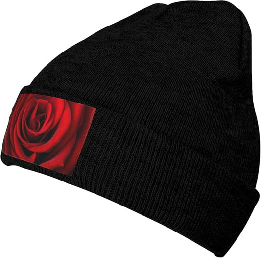 Cute Rose Beanie Hat Rose Beanie Cap Rose Flower Knitted Beanies Flower Knit Hats Winter Hat for Women Men