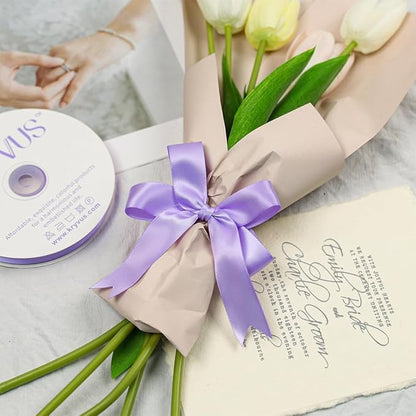 Premium Double Faced Satin Lilac Ribbon, 1 Inch X 50 Yards, Perfect for Gift Wrapping, Crafts, Wedding Decor