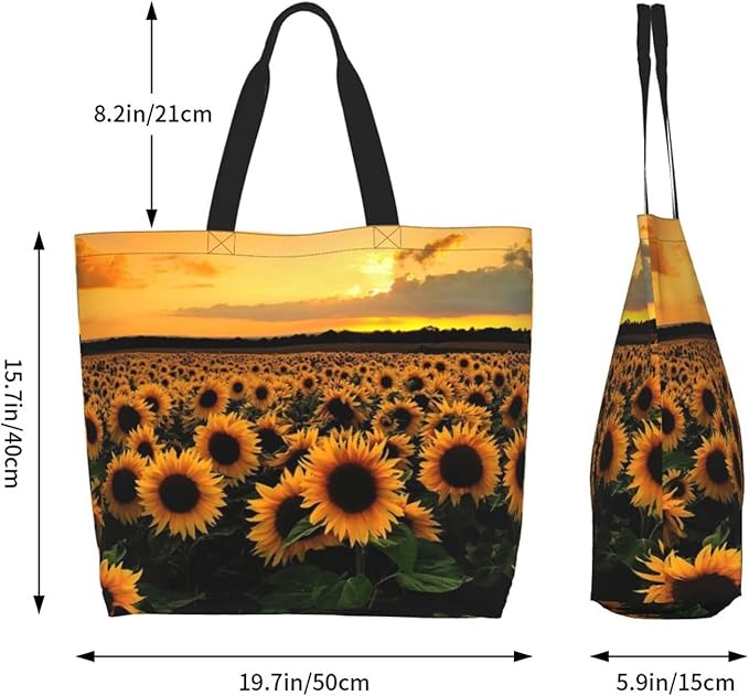 Sunflower Tote Bag For Women, Waterproof Shoulder Bags Big Reusable Grocery Handbag For Shopping Picnic Work Beach