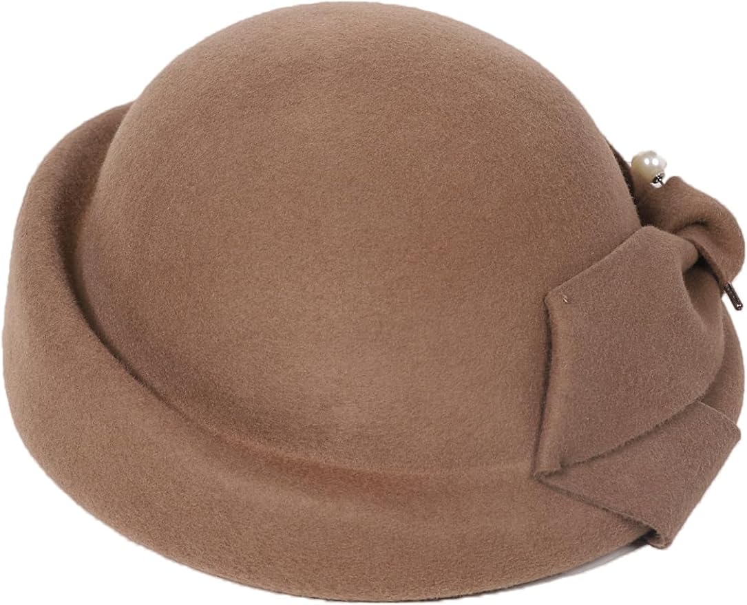Women Wool Felt Ribbon French Fashion Vintage Millinery Beret Hats Top Cap Ladies Party Wedding Fedoras Chapeau