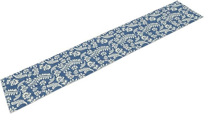 Vintage Floral Table Runner, Rustic Blue White Paisley Flower Boho Farmhouse Decor Table Runner for Kitchen Dining Home Party Decor, 13x120 Inch
