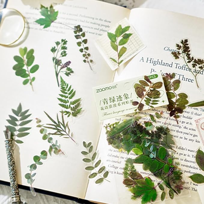 320 Pieces Pressed Flower Themed Stickers Set Floral Elements Transparent Natural Flower Stickers for Scrapbooking Junk Journal Planner Laptops
