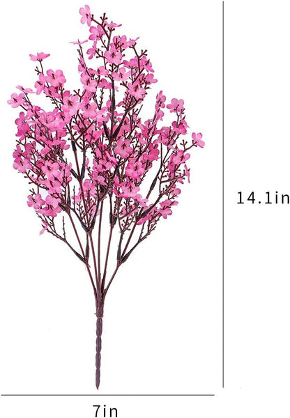 6PCS Artificial Baby Breath Flowers Fake Silk Real Touch DIY Floral Bouquets Decor Wedding Party Decoration Arrangements(Pink)