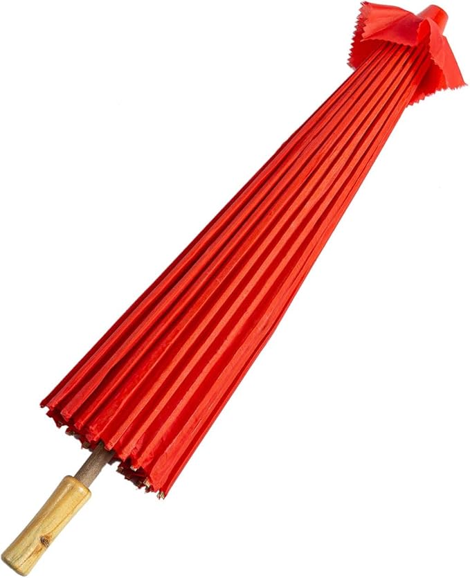 THY COLLECTIBLES 33" Japanese Chinese Umbrella Parasol for Wedding Parties, Photography, Costumes, Cosplay, Decoration and Other Events - Solid Color (Red)