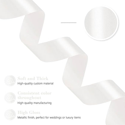 White Ribbon 1 Inch 60 Yards, Versatile Solid Satin Ribbon for Flower Bouquet, Graduation Lei, Crafts, Gift Wrapping, Baby Shower, DIY Bows and Wedding Decorations
