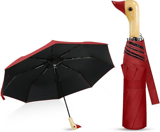 Cute Duck Handle Umbrella - Compact Travel Yellow Duck Head Umbrella for Adults and Girls