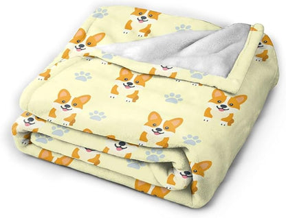 Corgi Blanket Cute Corgi Dog Throw Blanket Puppy Soft Cozy Fleece Fuzzy Stuffed Plush Flannel Gifts for Girls Women Boys Kids Adults 60"X80"